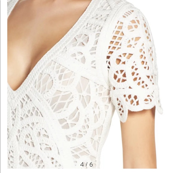 French Connection MESI MACRAME LACE JERSEY DRESS - Picture 4 of 6